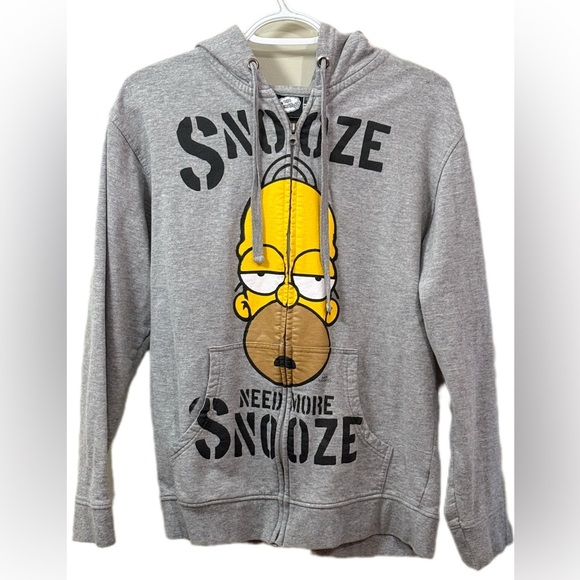 Gray Snooze unisex Hoodie The Simpsons Homer - Picture 1 of 7
